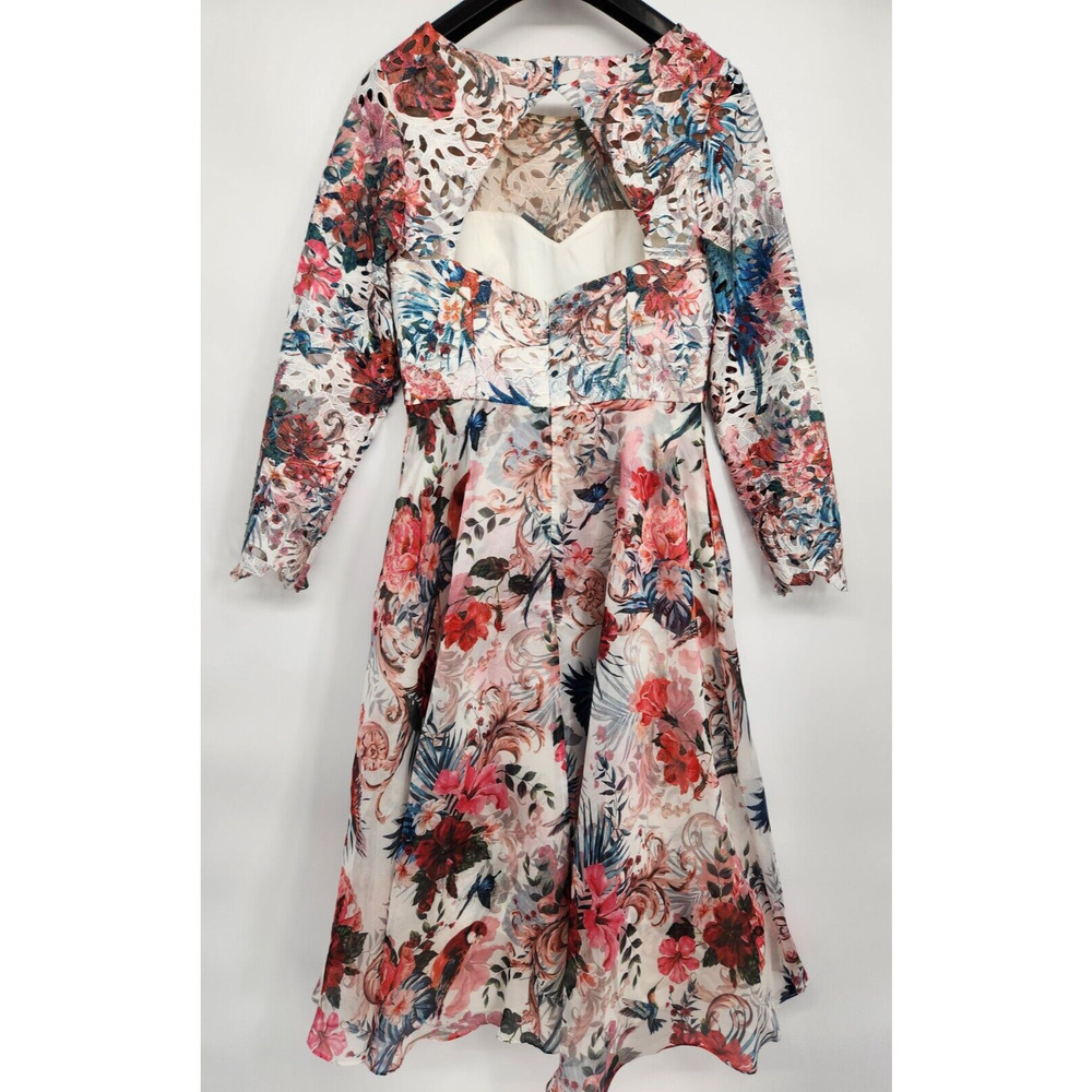 NWT Marchesa Notte Flared Floral Long-Sleeve Dress Size 8 #2N502 - Picture 5 of 14